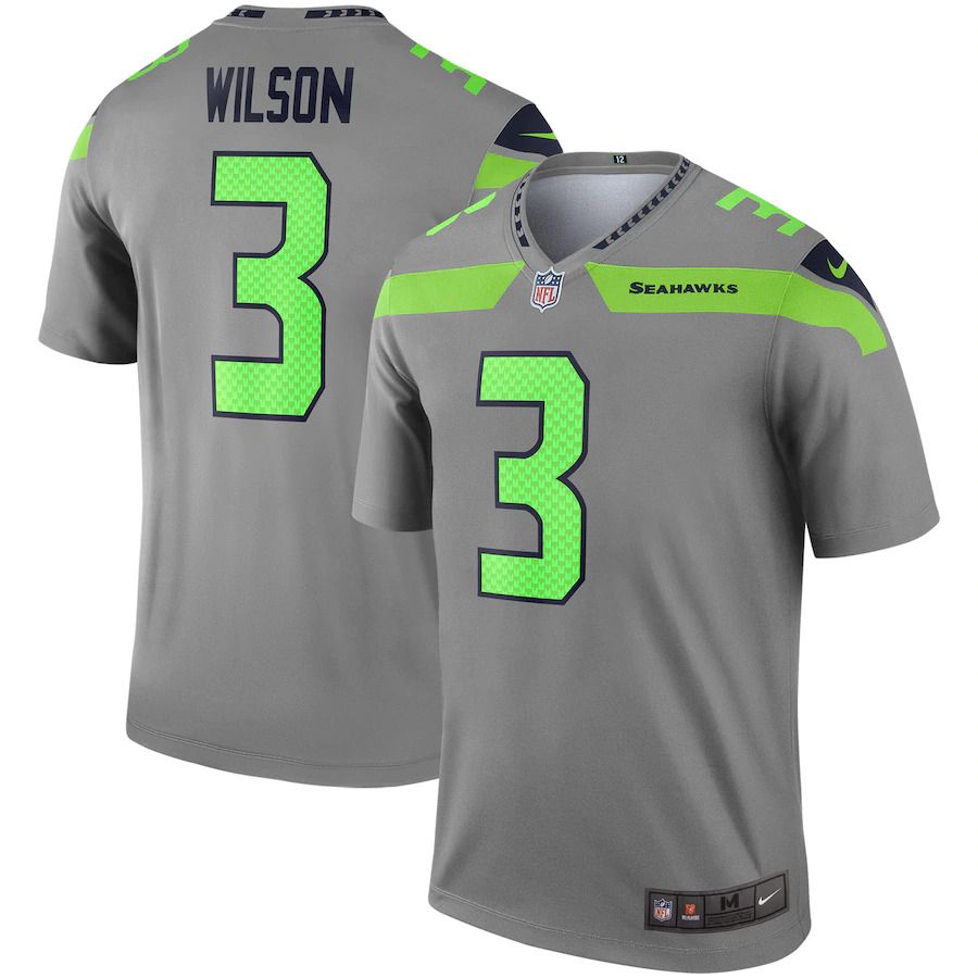 Men Seattle Seahawks #3 Russell Wilson Nike Gray Inverted Legend NFL Jersey->seattle seahawks->NFL Jersey